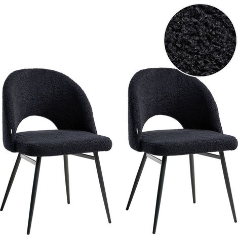 Set of 2 Dining Chairs ONAGA Boucle Black (1/5)