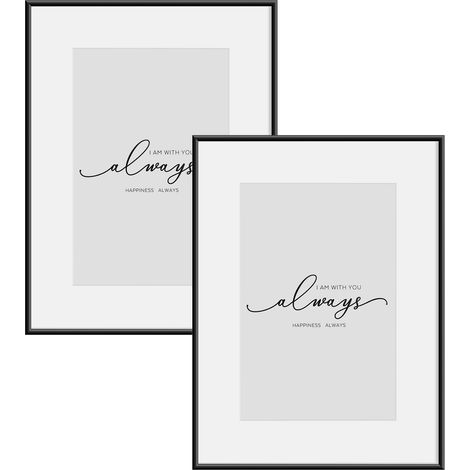 WOLTU Marco de Fotos de Pared 2x 20x30 cm, Marco, Frontal de Plexiglás Transparente, para Tarjetas, Negro