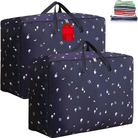 Lot de 2 boîtes de rangement robuste à fermeture éclair de 105 L, sac de rangement adapté au déménagement, sac de rangement pour vêtements, extra larges (1/5)