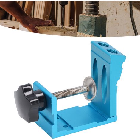 Positionneur de perçage pour trous de poche, kit de serrage pour trous de poche, outil de positionnement pour perçage en aluminium et travail du bois, bleu (1/5)