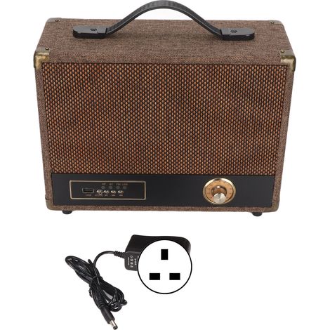 Enceinte Bluetooth Vintage avec Basses Puissantes, Radio USB, Haut-parleur Portable sans Fil avec Poignée, Prise UK 100-240V (1/5)