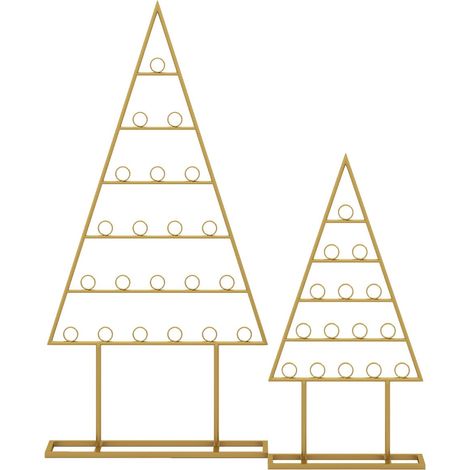 Set di 2 porta carte a forma di albero di natale 55 x 14 x 112,5 cm e 38 x 11,5 x 76 cm decorativi in metallo nero 200017420