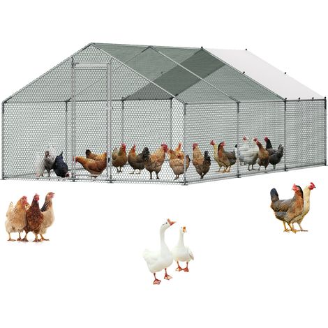 VEVOR Hühnerstall Metall, 3x6x2 m, begehbarer Hühnerauslauf mit Abdeckung, Hühnerhaus mit Turmdach & Sicherheitsschloss, Enten- & Kaninchenkäfig, Geflügelgehege für Hinterhof, Bauernhof, Hof (1/5)