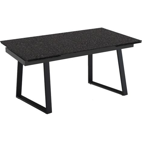 Table extensible 160 à 240 cm verre bullé gris anthracite pieds luge - ATLANTA 02