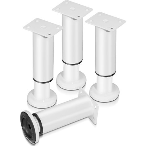 SWANEW 4pcs Mobili Piedi Regolabili Metallo 18-30cm Piede Regolabile Bianco (1/5)