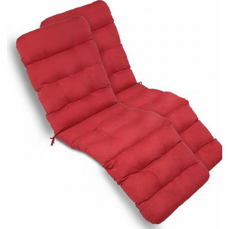 2X Bequeme Liegenauflage Deckchair, 200x50x8 cm, Rot