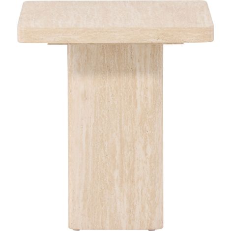 Table d'appoint carrée effet travertin 50x50cm - Beige - Qvart (1/5)