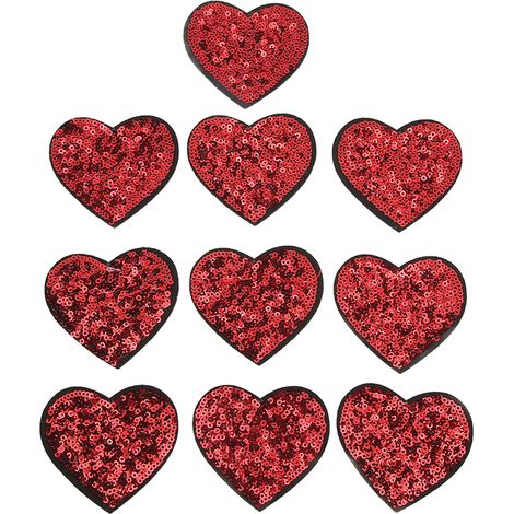 10PCS Red Heart Patch DIY Sewing Cotton Ironing On Patch Embroidered Applique for Sewing Wedding Dresses Gifts Bags (1/5)