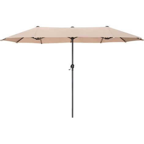 Outdoor Garden Parasol, 2 x 3.8 m Rectangular Double-Sided Parasol with Crank, Sun Protection for Terrace, Water Resistant, Anti-Wind (1/5)
