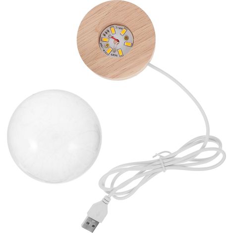 de Chevet Boule de Cristal avec Base Bois USB Veilleuse de (1/5)