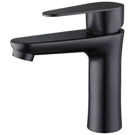 Robinet de salle de bain noir mat - Mitigeur élégant pour lavabo, eau chaude/froide, lavage des mains (1/5)