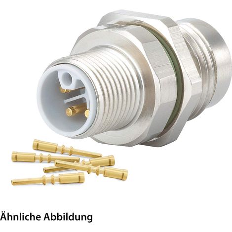 799910125K HUMMEL SET avec contacts M12 Power Connecteur pour appareils, insert à sertir droit Codage L Nombre de pôles 4+PE, Mâle/femelle PE, avec contre-écrou Panneau avant - 1 Stück