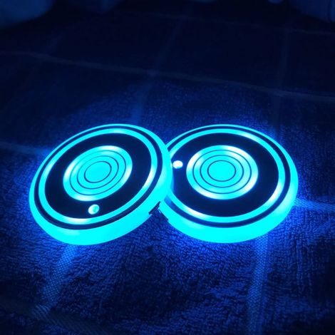 Support Luminescent Pour Gobelet Automobile - Capteur De Luminosité Et De Vibrations - 3 Modes D'éclairage - Diamètre 6,8 Cm - 2 Pièces (1/5)