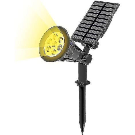 Spot Lumineux Solaire Led - 250 Lm - Panneau Solaire Réglable 90° - Mode Fort/Faible - Étanchéité IP65 - Pour Extérieur Jardin Terrasse - Lot de 1 (1/5)