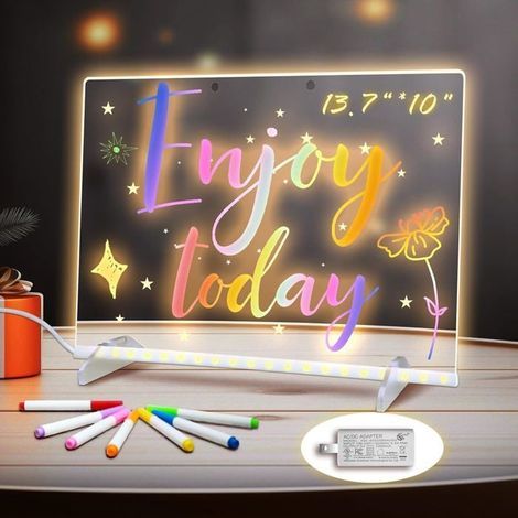 Tableau LED - 35 x 25 cm - 7 couleurs RVB - 4 modes dynamiques - Acrylique effaçable à sec (1/5)