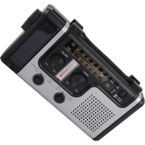 Radio portable solaire à manivelle multibande AM/FM/SW avec lampe torche LED (1/5)