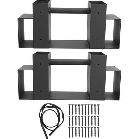 Kit de support pour bois de chauffage extérieur, 2 pièces, support à bois de chauffage pour cheminée avec vis réglables, noir. (1/5)