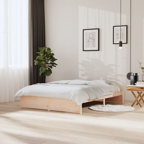 Bed Frame without Mattress Solid Wood 150x200 cm King Size vidaXL (1/5)