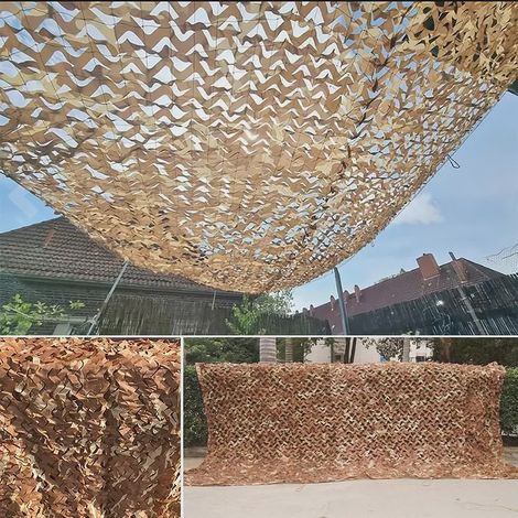 Filet d'ombrage dense décoratif extérieur, 3×6m, camouflage désert, aménagement terrain (1/5)