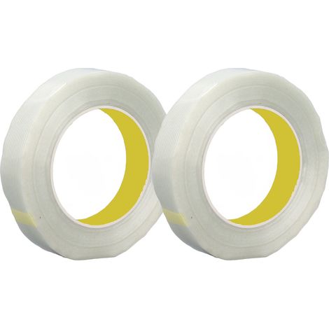 2 rouleaux de ruban adhésif en fibre de verre de 25 mm de large et 50 m de long, pour le cerclage, le transport et la fabrication d'appareils électroménagers. (1/5)