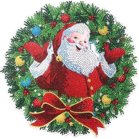 Kits de couronnes d'art en cristal de diamant de Noël 5D DIY Spot Drill Diamond Art Painting DIY Décoration murale (1/2)