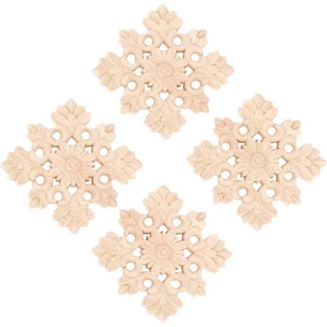 Applique en Bois Massif Chêne Naturel Non Verni 6x6 cm – Ornement Carré pour Meubles et Décoration Intérieure Style Traditionnel (1/5)