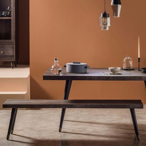 Banc de table bois recyclé piètement effet laiton vieilli 180 cm ADÉLAÏDE (1/5)