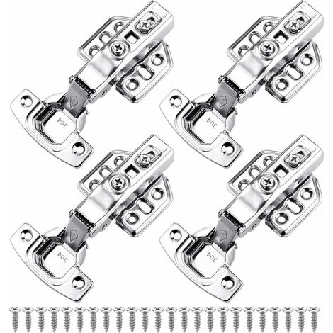 royaluxe- 4Pcs Charniere Porte Placard Souples et Serrées pour Cuisine, Charniere Porte Cuisine Réglables en Acier Inoxydable, Charniere pour Placard, Charnières Encastrées de 35 mm à Recouvrement Com (1/5)