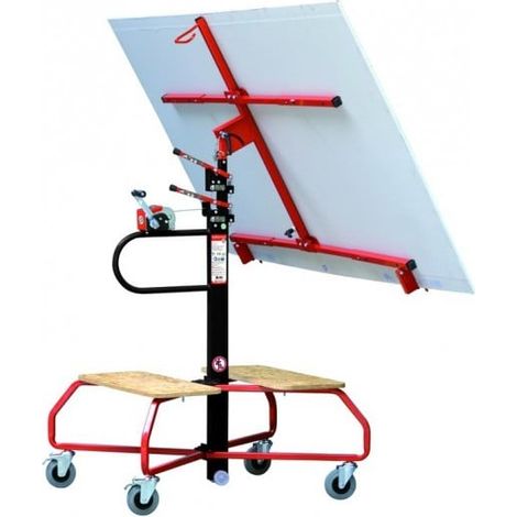 Taliaplast – Lève-plaques TALIATOP avec 2 tablettes porte-outils – Goupille imperdable – Hauteur maxi 3.30m – Charge maxi 65kg