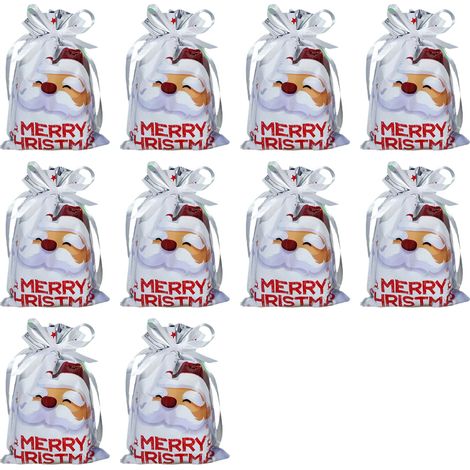 10 bolsas de regalo, plástico resistente al agua, reutilizables, fáciles de limpiar, ideales para Navidad, bodas y fiestas. (1/5)