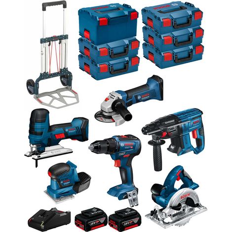 BOSCH Kit 18V BK602 (GST 18V-LIS+GKS 18V-LI+GSS 18V-10+GSR 18V-55+GBH 18V-21+GWS 18-125V-LI+ 2x5,0Ah+GAL18V-40+6xL-Boxx+Caddy) (1/5)