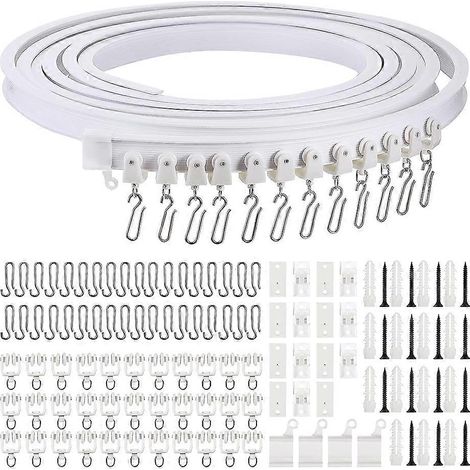 Rail de plafond flexible et pliable pour rideaux, 9,8 pi/16,4 pi (5 m), fixation au plafond pour tringle à rideaux avec rail pour séparation de pièce (1/5)
