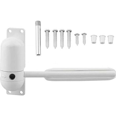 Ferme-porte à ressort automatique pour porte intérieure, fermeture automatique avec tige de réglage et vis pour porte de 10 à 60 kg (blanc)