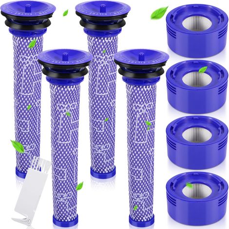 Kit de filtres pour Dyson V8/V7, compatible avec les pré-filtres V7 V8 Animal Absolute Motorhead-4, 4 filtres post-filtres, 1 brosse, filtration efficace, hypoallergénique, accessoires de (1/5)