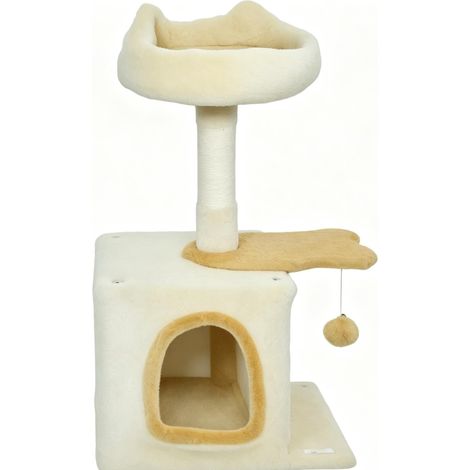 Árbol para gatos de 72 cm con casa, plataforma de pez, hamaca y poste de sisal (1/2)