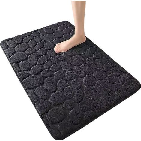 Lntyq Tapis de sol de salle de bain, tapis de sol absorbant de salle de bain, noir 40x60cm (1/3)
