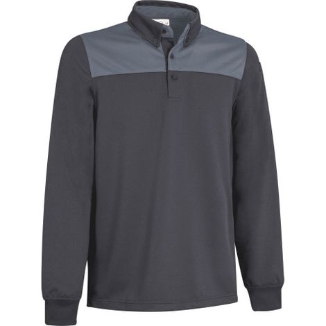 Polo técnico de manga larga y efecto térmico, diseño bicolor, tejido poliéster antibacteriano VALENTO HURRICANE L Gris humo / Gris carbón