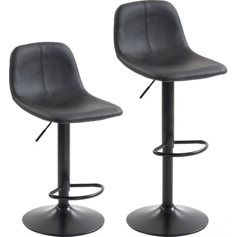 Lot 2 Tabourets Bar Darnaval Réglables 360° Confort Noir Design Moderne (1/5)
