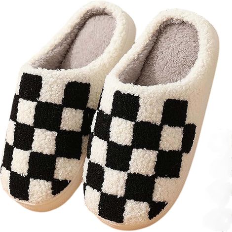 Pantoufles en peluche pour hommes et femmes - Pantoufles d'intérieur confortables en hiver, chaudes pour la chambre et légères pour l'extérieur (design original) (1/5)
