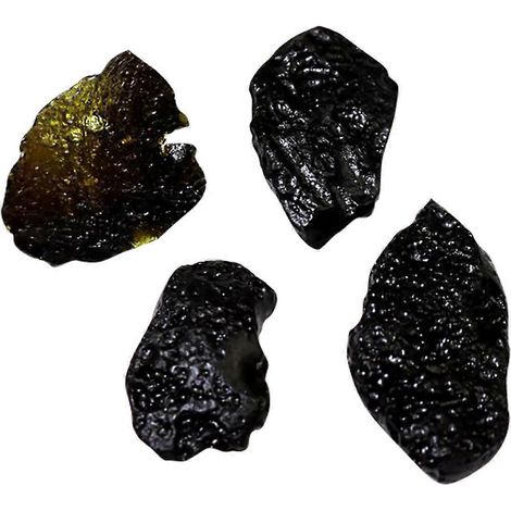Lot de 4 spécimens de tectite, véritables météorites spatiales, ornements scientifiques pour l'école-1.5X1.5cm-Black (1/3)