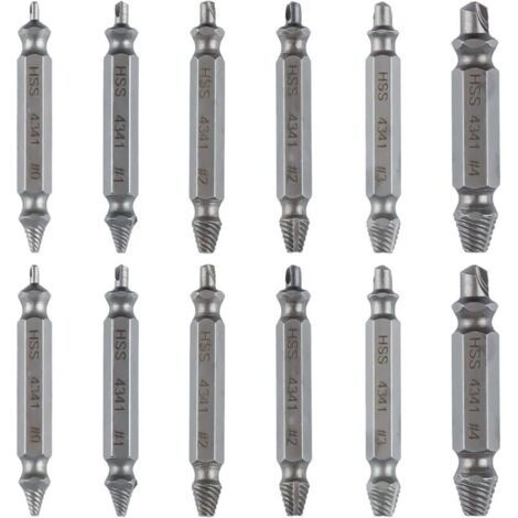 Pair 12 Pièces Extracteur de Vis Cassé, Extracteur de Vis Dénudé, Kit Extracteur Vis, Tourne a Gauche Extracteur, Extracteur De Vis Cassé Et Extracteur De Vis En Acier Haute Vitesse H.S.S