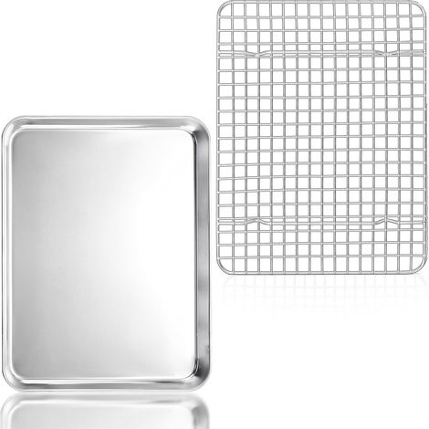 Plaque de cuisson en acier inoxydable avec grille de refroidissement, 31,4 x 24,6 cm (1/5)