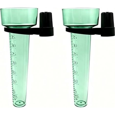 Pluviomètre extérieur pour jardin - Lot de 2 x 35 ml, transparent vert - Avec support - Agriculture (1/5)