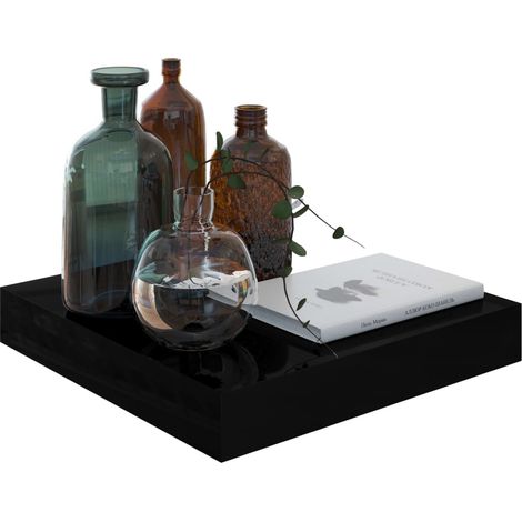 Étagère murale flottante Noir brillant 23x23,5x3,8 MDF (1/5)