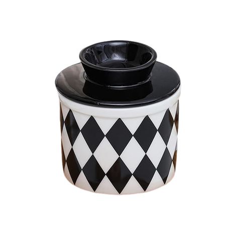 Beurrier en céramique, forme losange, ustensile de cuisine, noir (1/5)