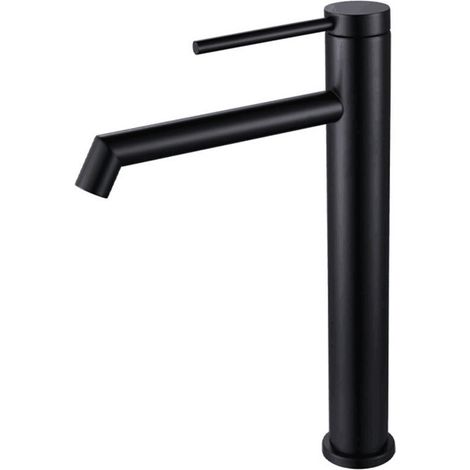 Bardusch-Robinet de lavabo noir chromé, robinet de salle de bain haut et mince, robinet d'eau froide simple, robinet de salle de bain à grue pour lavabo