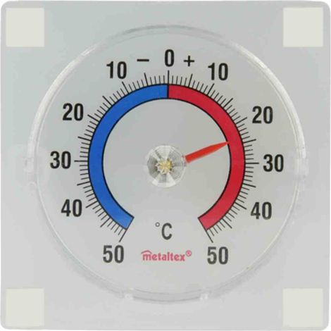 Fensterthermometer quadratisch aus Kunststoff, zum Kleben (1/2)