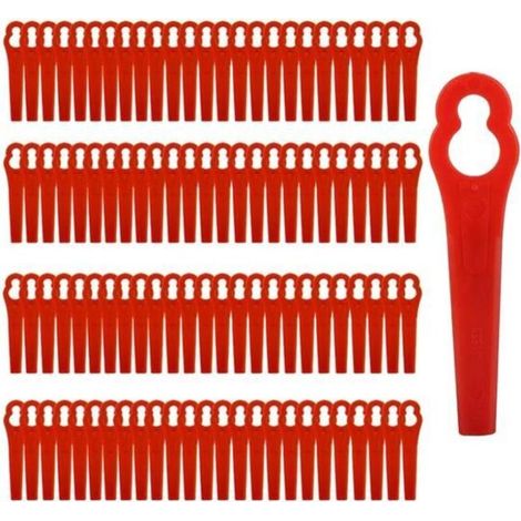 Plastic Trimmer Blades (Pack of 100) - Replacement Lawn Mower Blades for Gardening