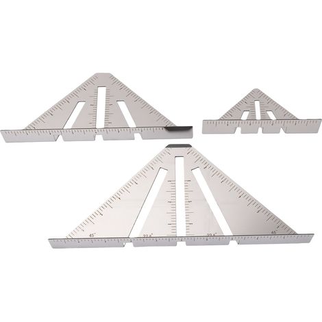 Righello angolare a 3 pezzi in acciaio inox, multiangolo con misurazione a 45°, 90° e 22,5°, metalli (1/5)