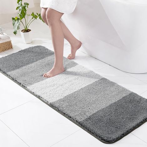 1 Tapis de bain, microfibre, antidérapant, absorbant, séchage rapide, salle de bain, 60x180 cm, gris (1/5)